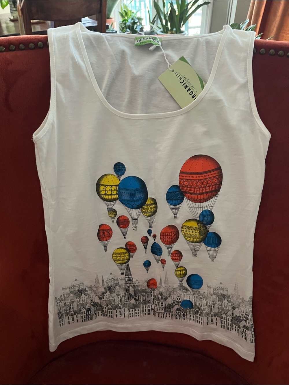 Organic Cotton London Tank with Colorful Hot Air Balloon Print
